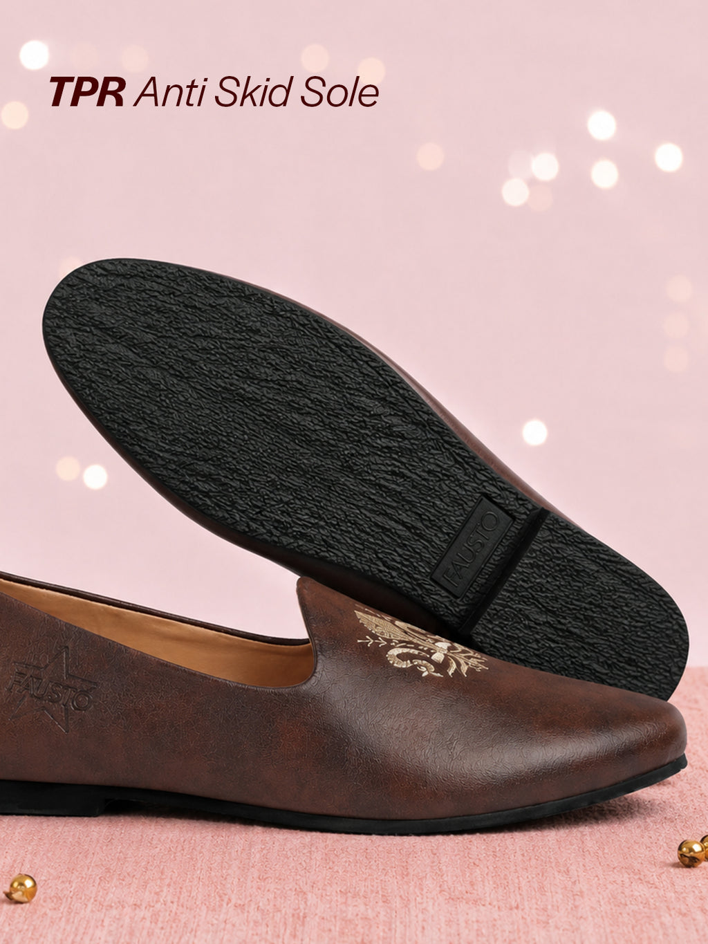 Men Brown Ethnic Slip-On Juttis