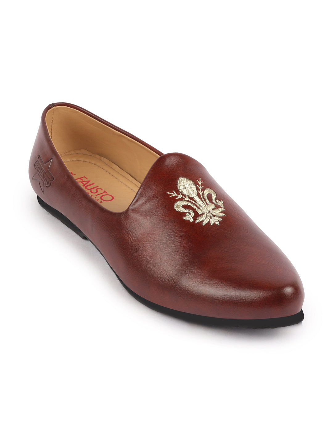 Men Cherry Wedding Ethnic Party Embroidery Design Slip On Juttis and Mojaris