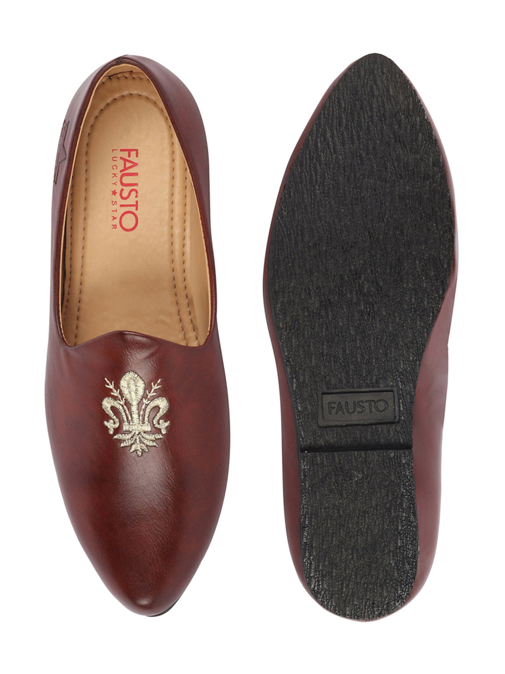 Men Cherry Wedding Ethnic Party Embroidery Design Slip On Juttis and Mojaris