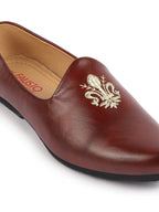 Men Cherry Wedding Ethnic Party Embroidery Design Slip On Juttis and Mojaris