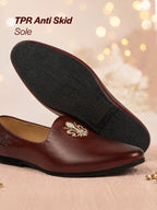 men cherry ethnic embroidery juttis and mojaris