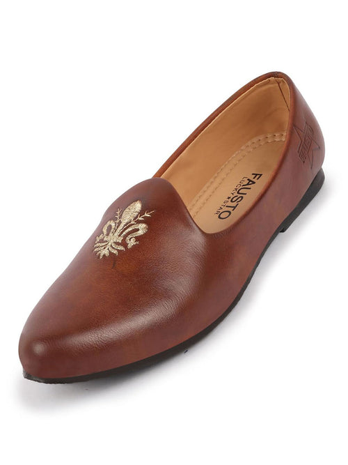 Men Tan Ethnic Slip-On Juttis