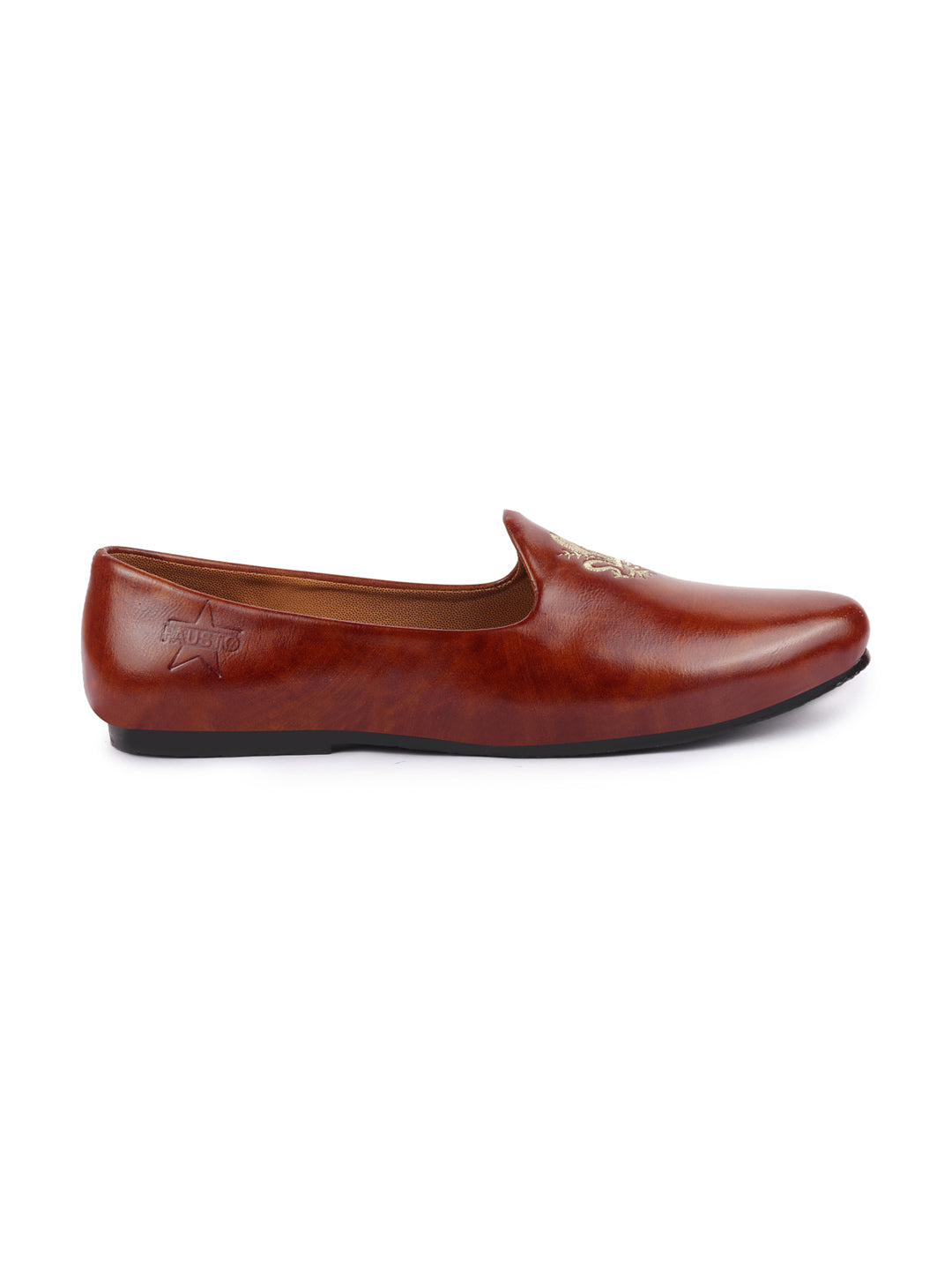 Men Tan Wedding Ethnic Party Embroidery Design Slip On Juttis and Mojaris