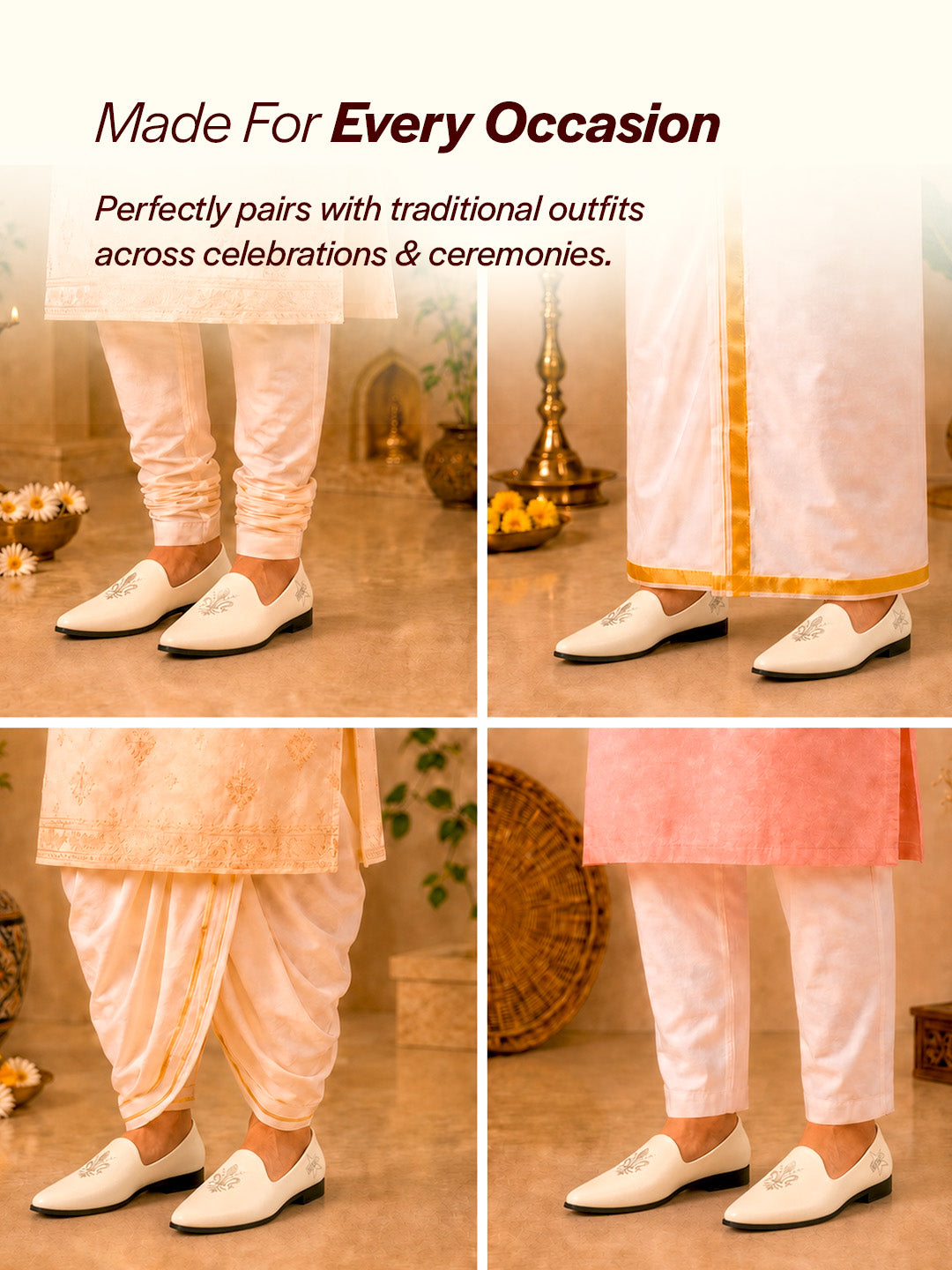 men white wedding ethnic party embroidery design slip on juttis and mojaris
