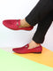 Men Red Casual Velvet Slip-On Loafers
