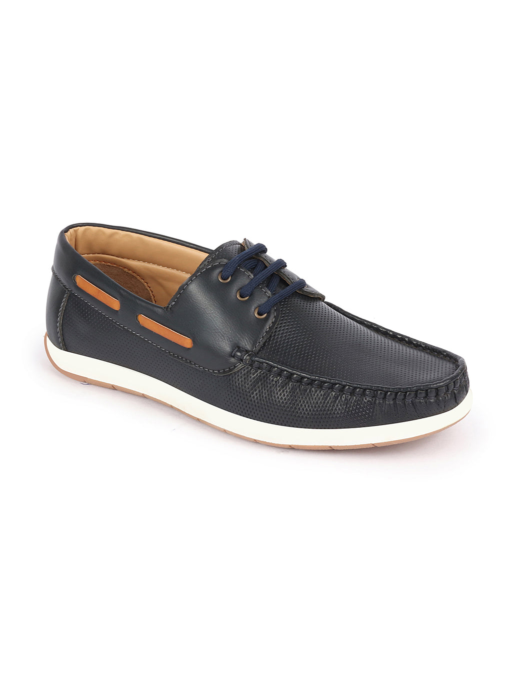 Shop Men Blue Casual Lace-Up Boat Shoes Online.