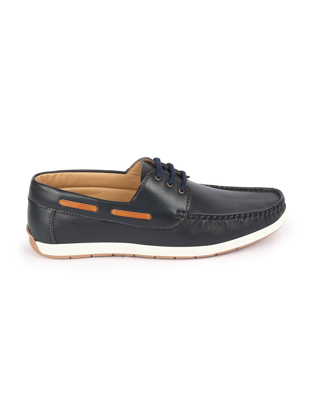 Shop Men Blue Casual Lace-Up Boat Shoes Online.