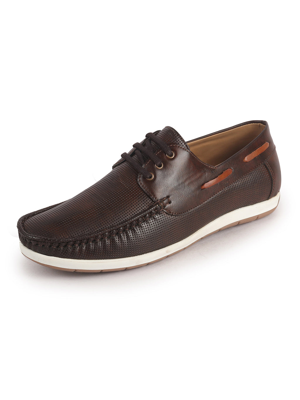 Men Brown Casual Lace-Up Boat Shoes