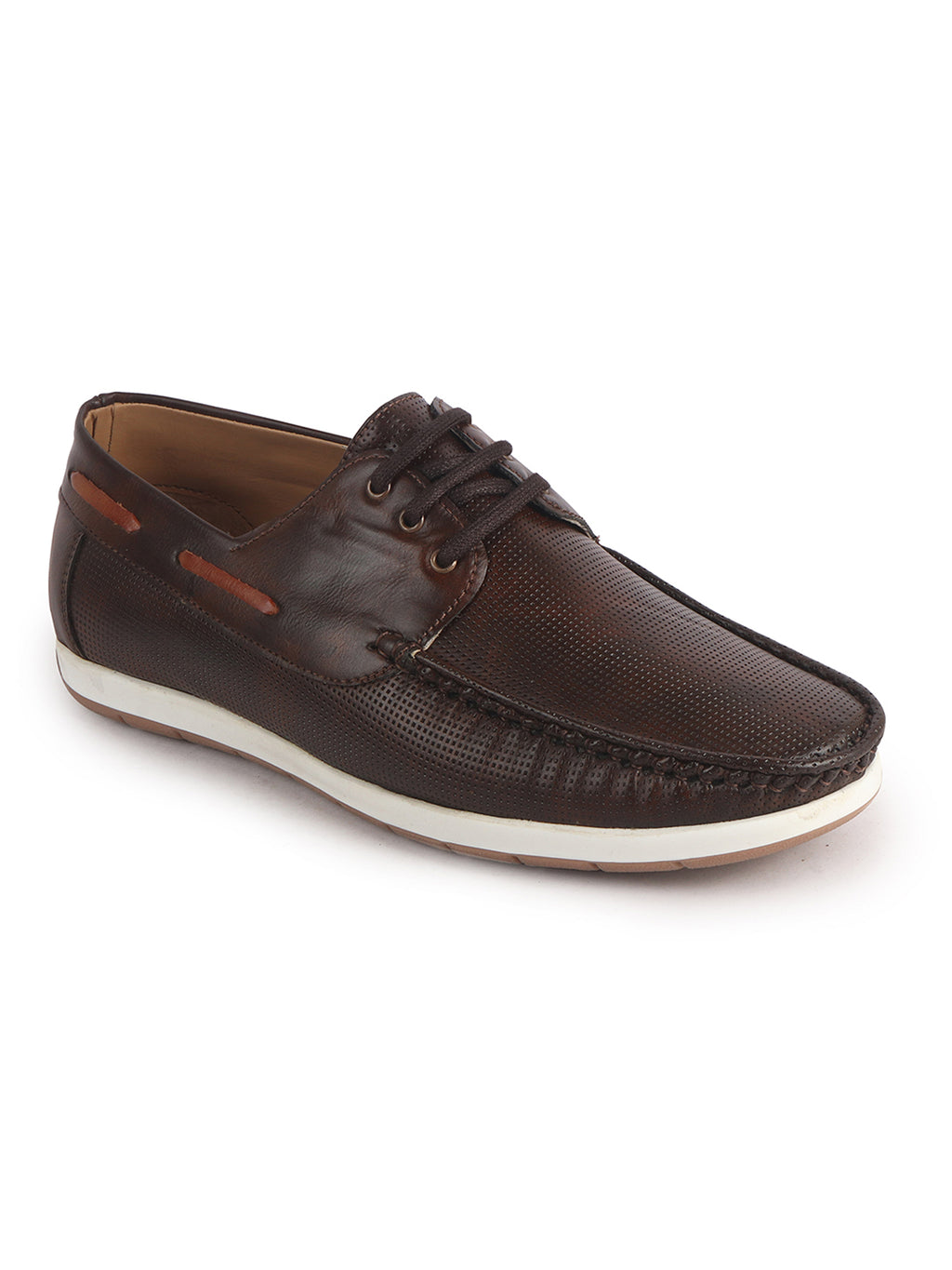Men Brown Casual Lace-Up Boat Shoes