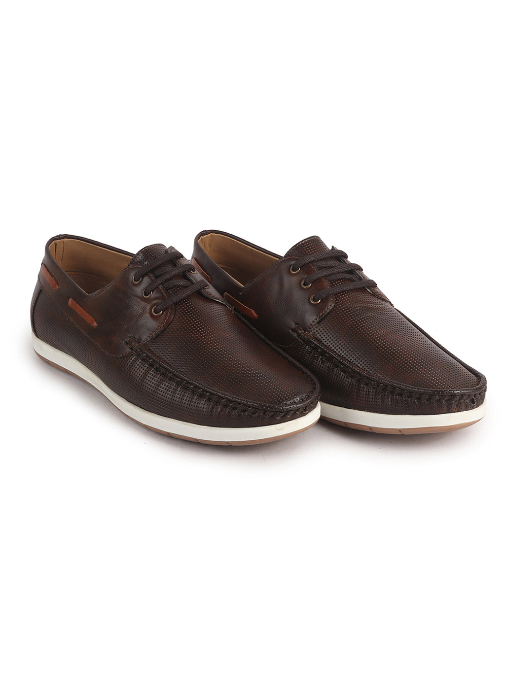 Men Brown Casual Lace-Up Boat Shoes