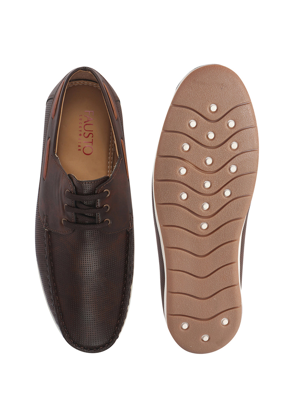 Men Brown Casual Lace-Up Boat Shoes