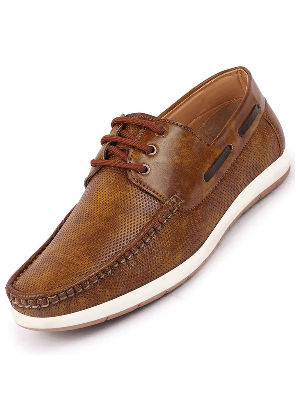 Shop Men Camel Casual Outfit Fashion Comfort Classy Flexible Lace Up Boat Shoes Sneakers Online.