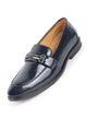 Men Blue Casual Patent Leather Slip-On Loafers