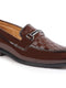 Men Tan Casual Patent Leather Slip-On Loafers