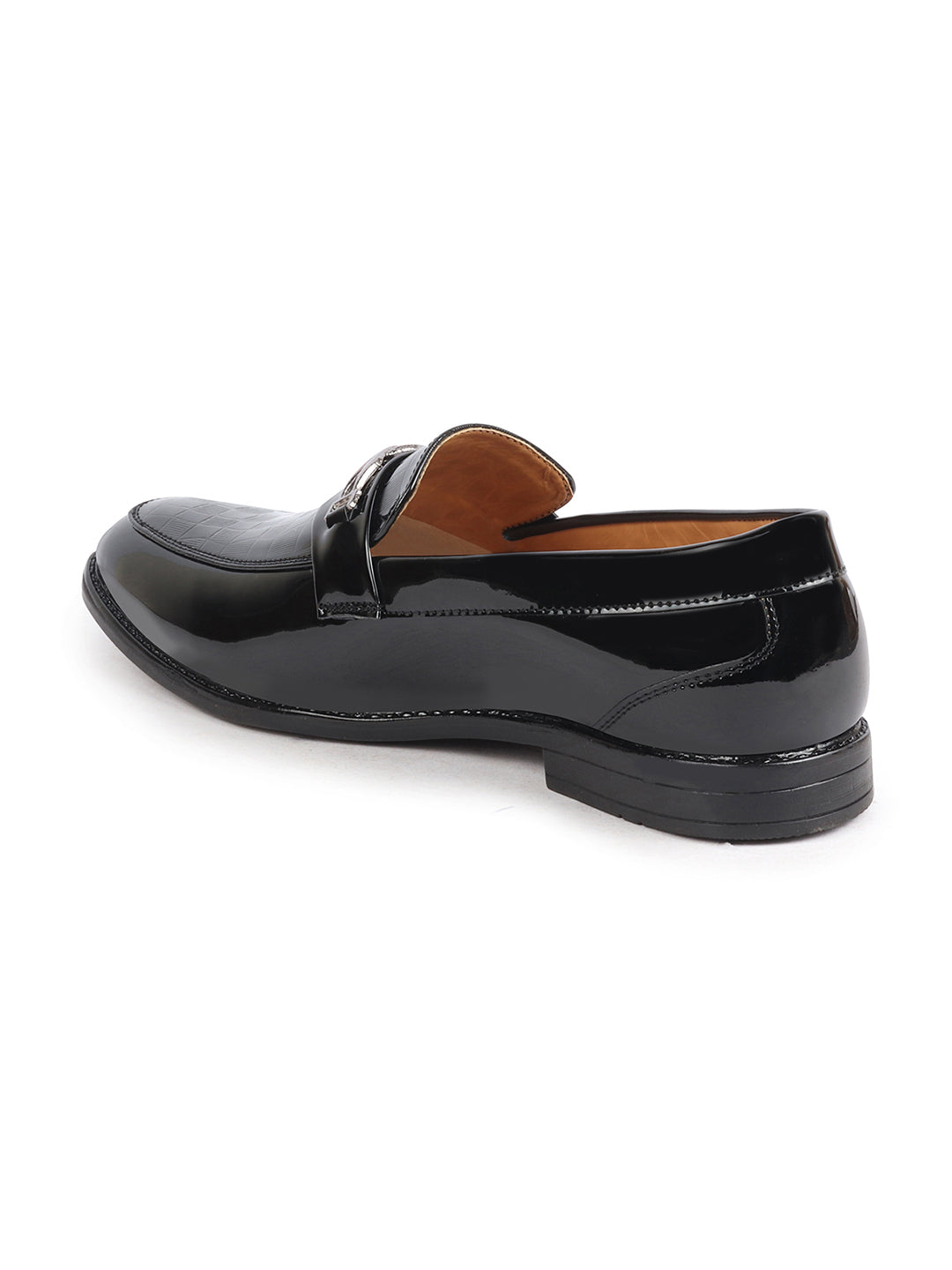 Shop Men Black Casual Patent Leather Slip-On Loafers Online.