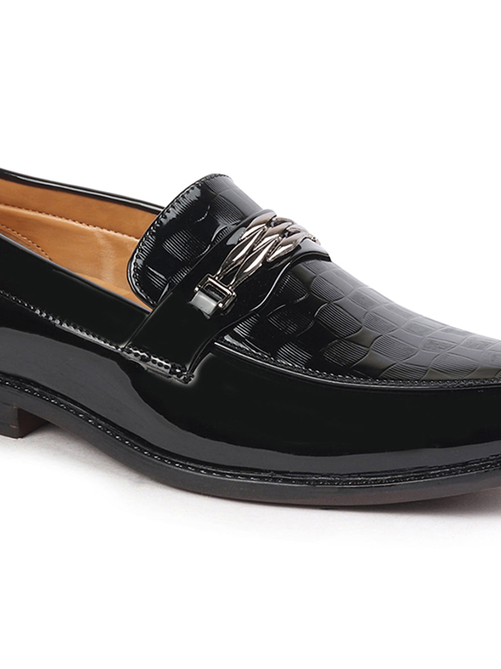 Shop Men Black Casual Patent Leather Slip-On Loafers Online.