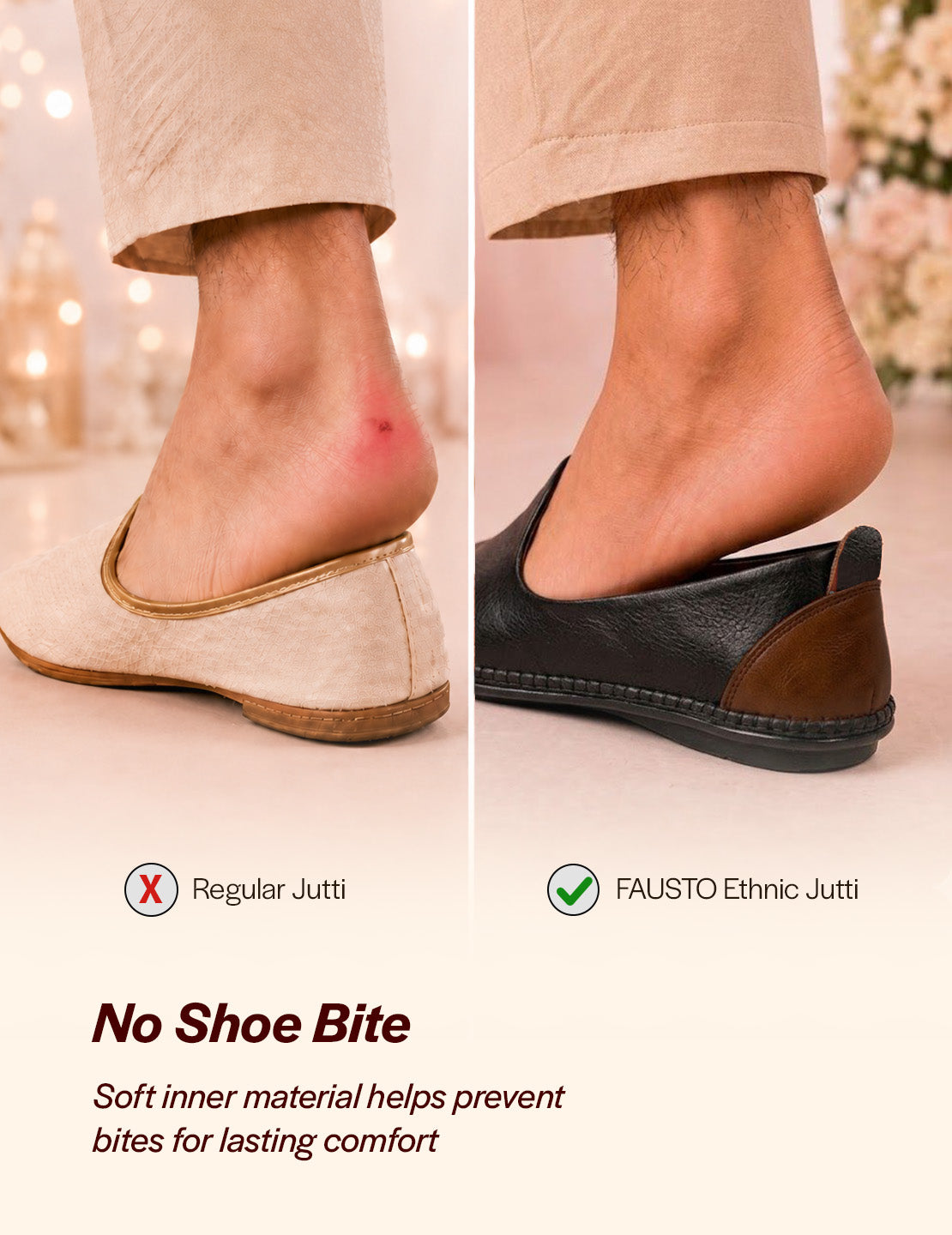 Men Black Ethnic Slip On Stylish Stitched Jutis