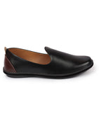 Men Black Ethnic Slip On Stylish Stitched Jutis