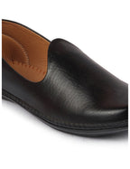 Men Black Ethnic Slip On Stylish Stitched Jutis