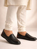Men Black Ethnic Slip On Stylish Stitched Jutis