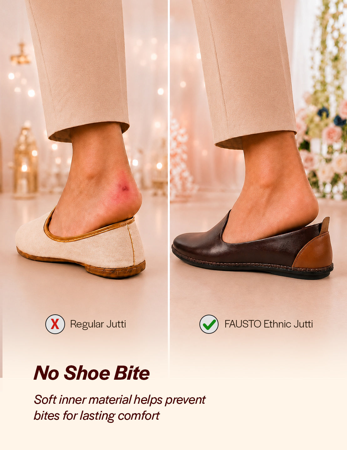 Men Brown Ethnic Slip On Stylish Stitched Jutis