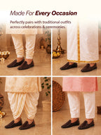 Men Brown Ethnic Slip On Stylish Stitched Jutis and Mojaris for Wedding, Festive
