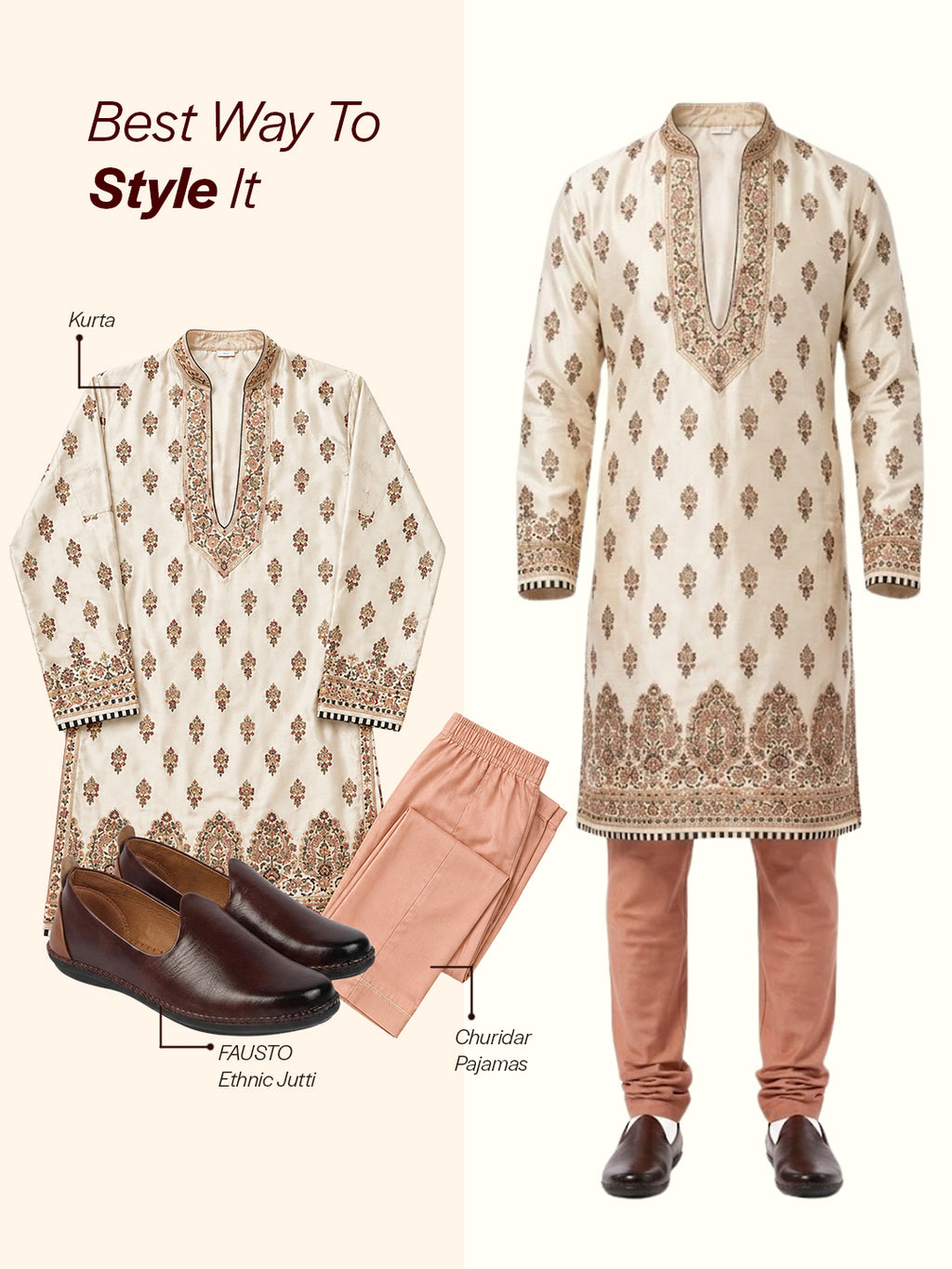Men Brown Ethnic Slip On Stylish Stitched Jutis and Mojaris for Wedding, Festive