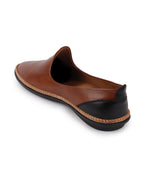 Men Tan Ethnic Slip On Stylish Stitched Jutis