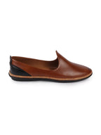 Men Tan Ethnic Slip On Stylish Stitched Jutis