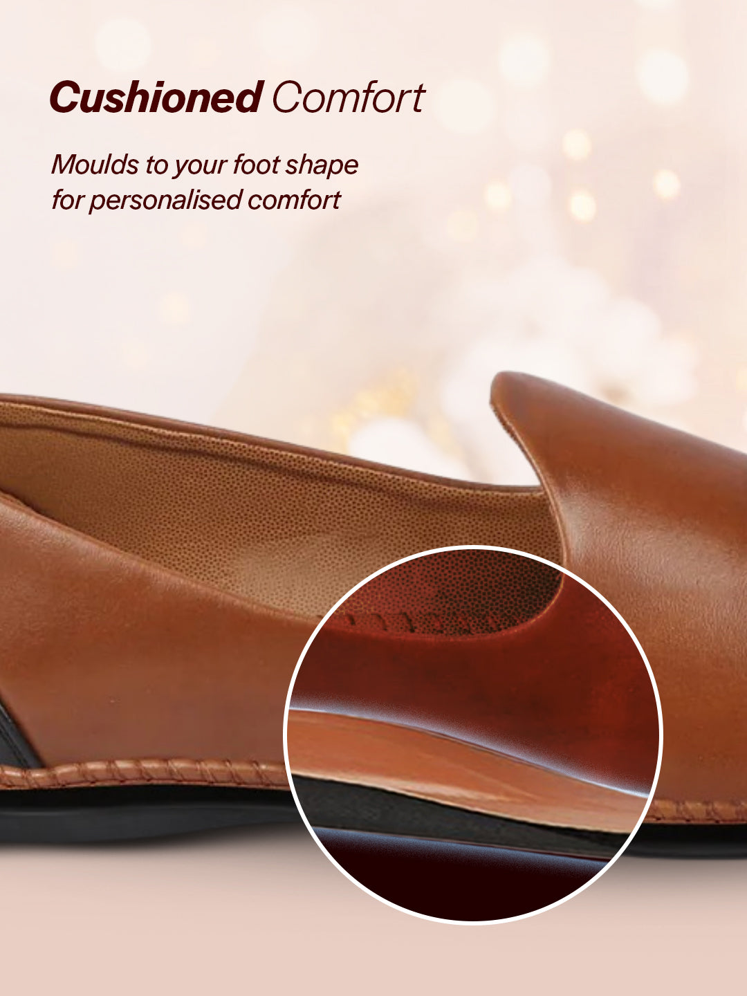 Men Tan Ethnic Slip On Stylish Stitched Jutis and Mojaris for Wedding, Festive