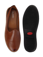 Men Tan Ethnic Slip On Stylish Stitched Jutis