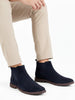Men Blue Suede Leather Slip On Chelsea Boots