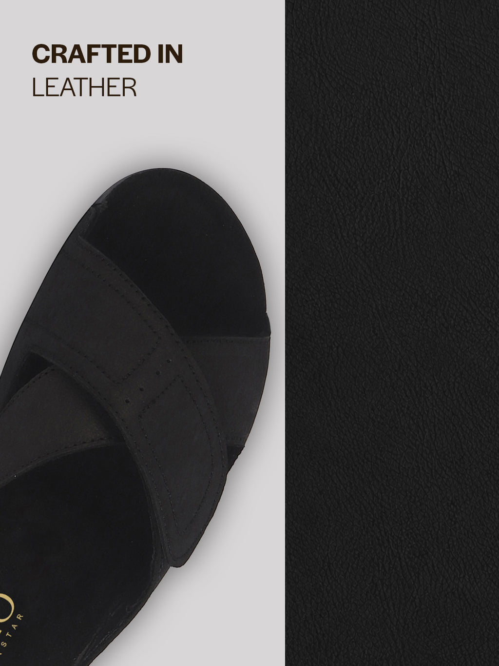 Men Black Suede Leather Open Toe Double Strap Walking Sandals with Heel Cup Arch Support | Indoor Slippers with Anti Skid Sole | Perfect for Travel, Summer Casuals Comfort