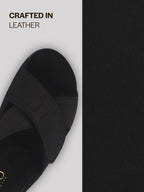 Men Black Suede Leather Open Toe Double Strap Walking Sandals with Heel Cup Arch Support | Indoor Slippers with Anti Skid Sole | Perfect for Travel, Summer Casuals Comfort