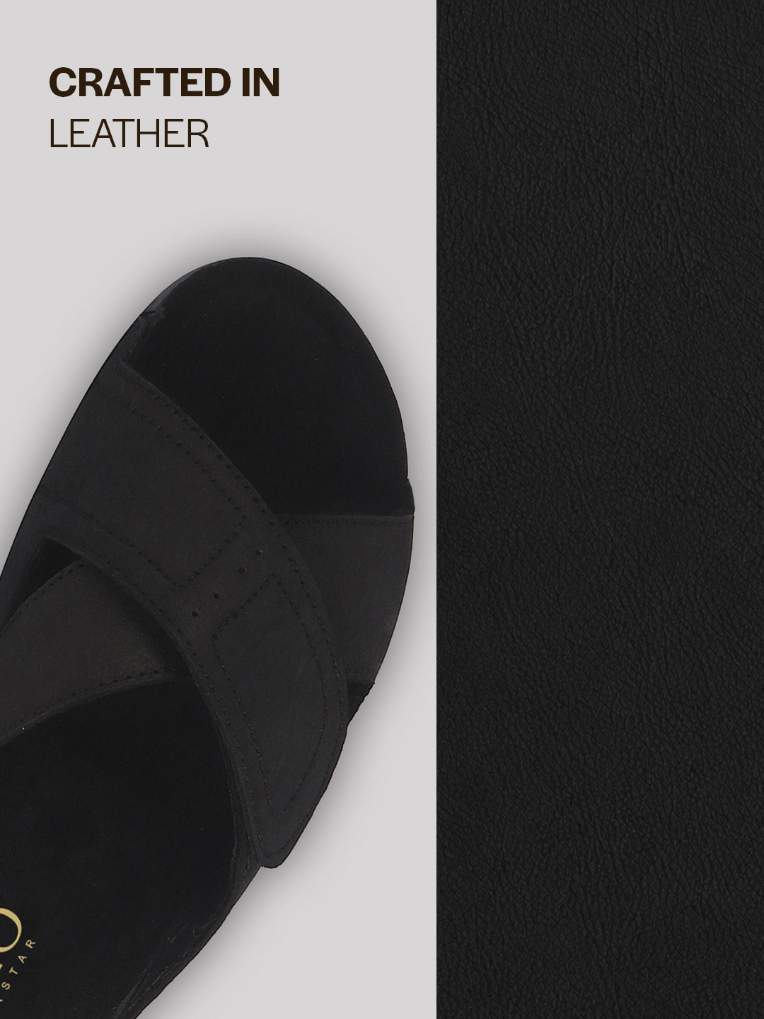 Men Black Suede Leather Open Toe Double Strap Walking Sandals with Heel Cup Arch Support | Indoor Slippers with Anti Skid Sole | Perfect for Travel, Summer Casuals Comfort