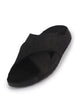 Men Black Suede Leather Open Toe Double Strap Walking Sandals with Heel Cup Arch Support | Indoor Slippers with Anti Skid Sole | Perfect for Travel, Summer Casuals Comfort