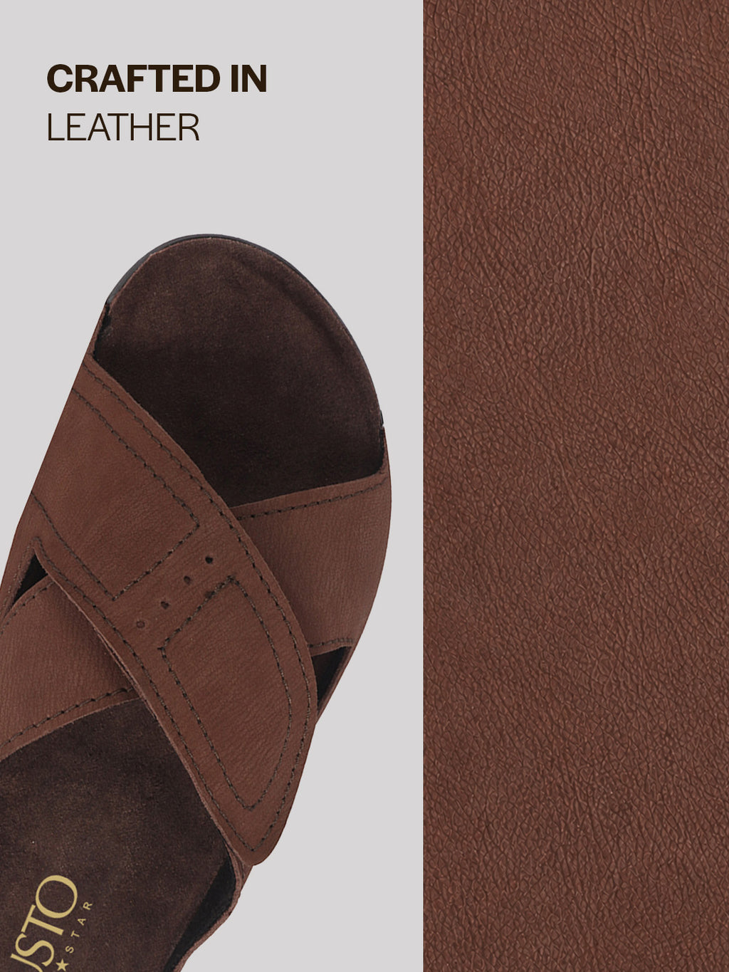 Men Brown Suede Leather Open Toe Double Strap Walking Sandals with Heel Cup Arch Support | Indoor Slippers with Anti Skid Sole | Perfect for Travel, Summer Casuals Comfort