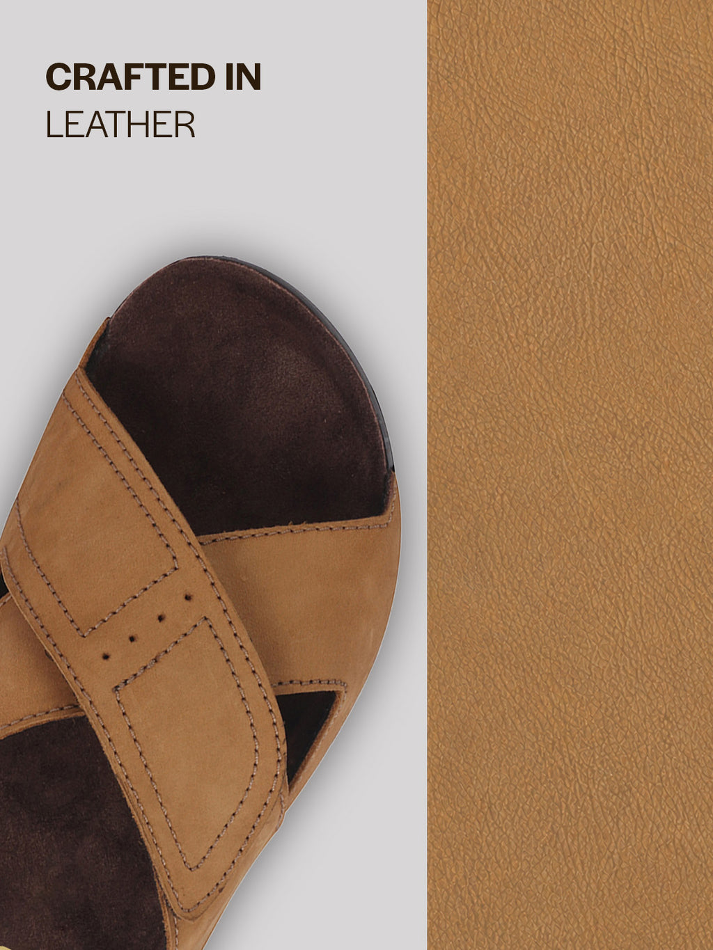 Men Camel Suede Leather Open Toe Double Strap Walking Sandals with Heel Cup Arch Support | Indoor Slippers with Anti Skid Sole | Perfect for Travel, Summer Casuals Comfort