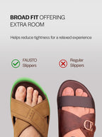Men Camel Suede Leather Open Toe Double Strap Walking Sandals with Heel Cup Arch Support | Indoor Slippers with Anti Skid Sole | Perfect for Travel, Summer Casuals Comfort