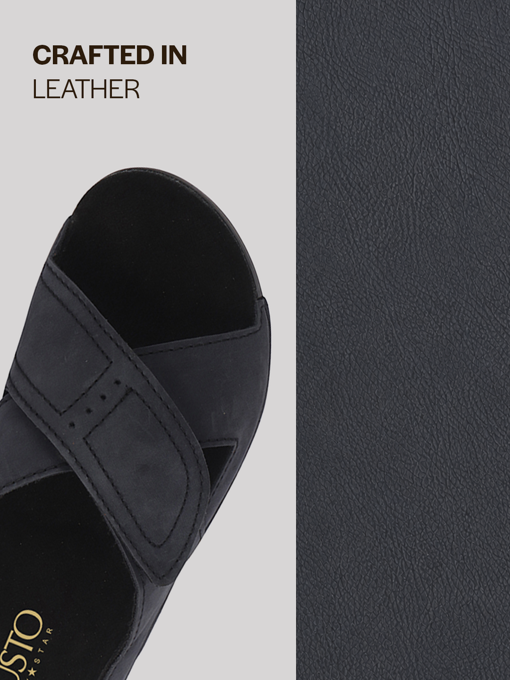 Men Navy Suede Leather Open Toe Double Strap Walking Sandals with Heel Cup Arch Support | Indoor Slippers with Anti Skid Sole | Perfect for Travel, Summer Casuals Comfort