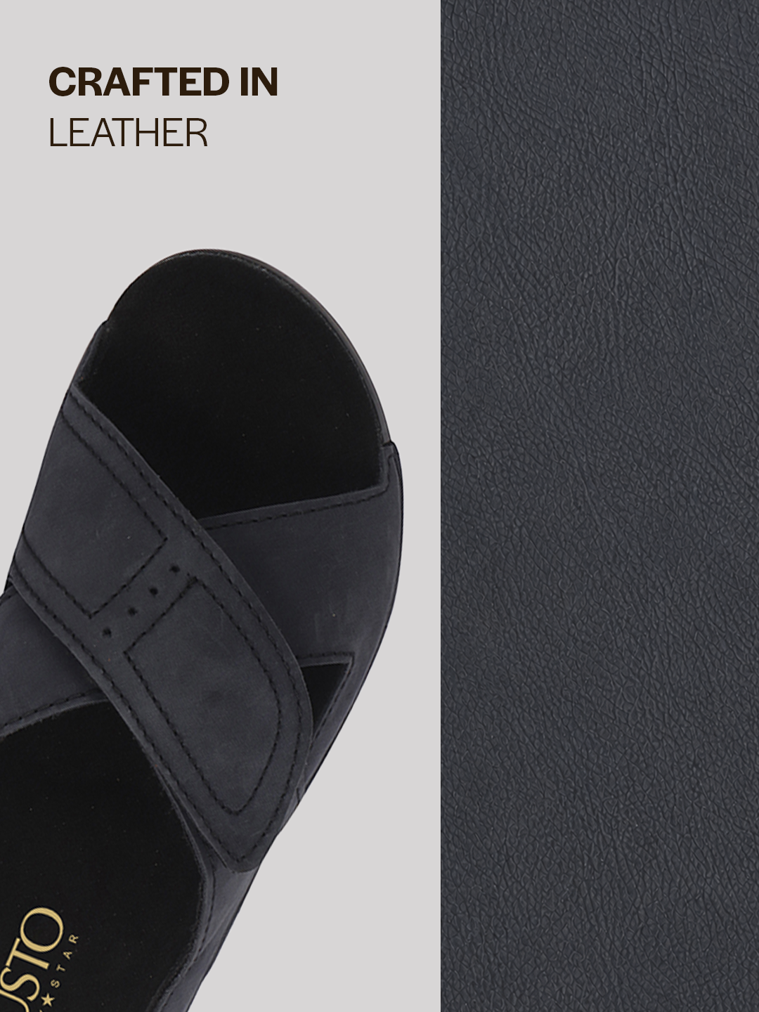 Men Navy Suede Leather Open Toe Double Strap Walking Sandals with Heel Cup Arch Support | Indoor Slippers with Anti Skid Sole | Perfect for Travel, Summer Casuals Comfort