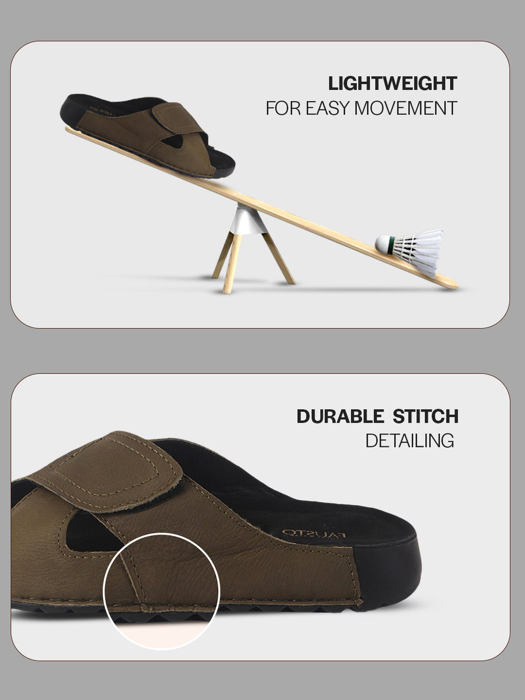 Men Olive Suede Leather Open Toe Double Strap Walking Sandals with Heel Cup Arch Support | Indoor Slippers with Anti Skid Sole | Perfect for Travel, Summer Casuals Comfort