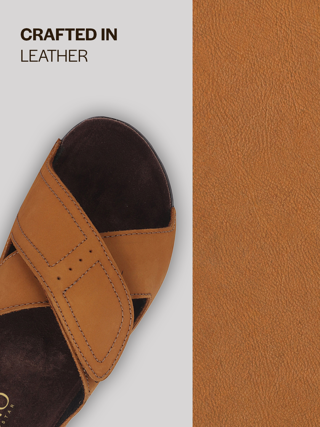 Men Tan Suede Leather Open Toe Double Strap Walking Sandals with Heel Cup Arch Support | Indoor Slippers with Anti Skid Sole | Perfect for Travel, Summer Casuals Comfort