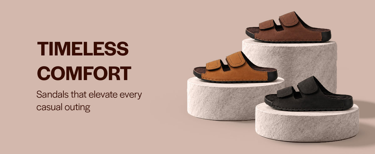 Men Camel Suede Leather Broad Feet Adjustable Strap Arch Support Sandals with Heel Cup | All Day Long Comfort Outdoor Slippers| Perfect for Travel, Summer Casuals Comfort