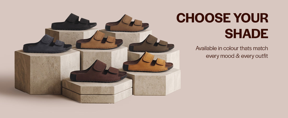 Men Camel Suede Leather Broad Feet Adjustable Strap Arch Support Sandals with Heel Cup | All Day Long Comfort Outdoor Slippers| Perfect for Travel, Summer Casuals Comfort