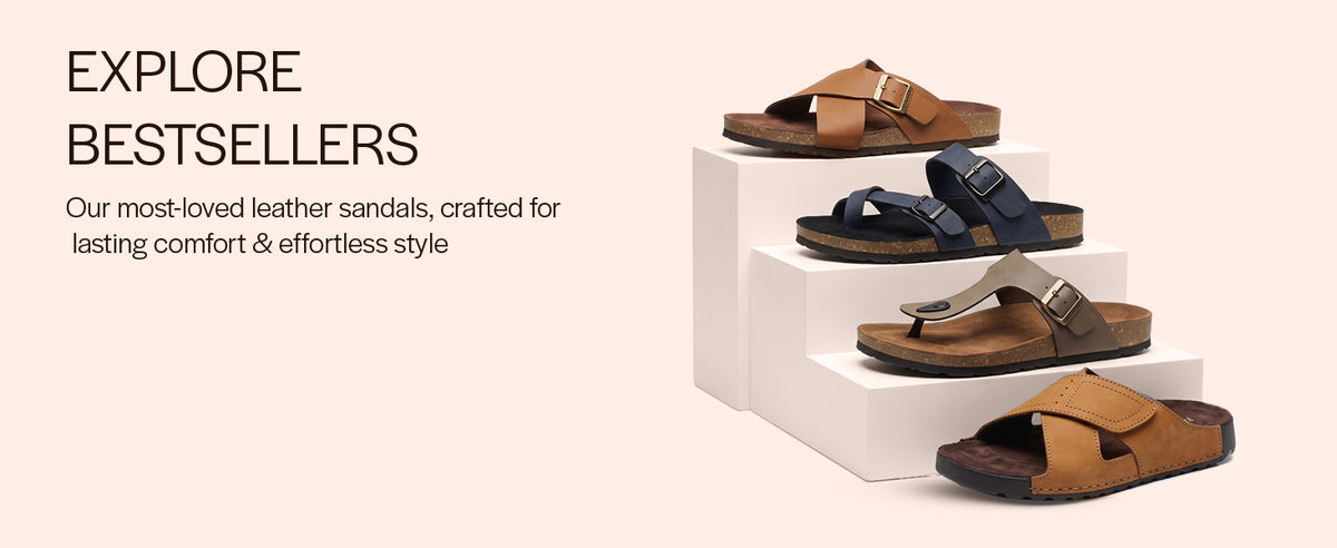 Men Camel Suede Leather Broad Feet Adjustable Strap Arch Support Sandals with Heel Cup | All Day Long Comfort Outdoor Slippers| Perfect for Travel, Summer Casuals Comfort