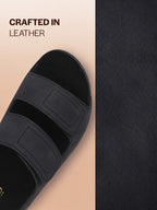 Men Blue Suede Leather Broad Feet Adjustable Strap Arch Support Sandals with Heel Cup | All Day Long Comfort Outdoor Slippers| Perfect for Travel, Summer Casuals Comfort