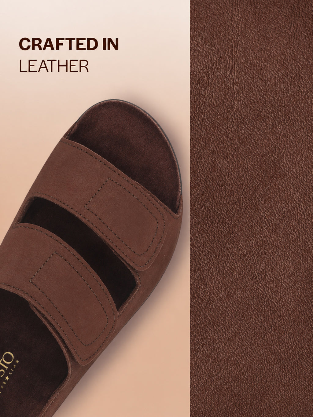 Men Brown Suede Leather Broad Feet Adjustable Strap Arch Support Sandals with Heel Cup | All Day Long Comfort Outdoor Slippers| Perfect for Travel, Summer Casuals Comfort
