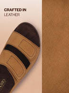 Men Camel Suede Leather Broad Feet Adjustable Strap Arch Support Sandals with Heel Cup | All Day Long Comfort Outdoor Slippers| Perfect for Travel, Summer Casuals Comfort