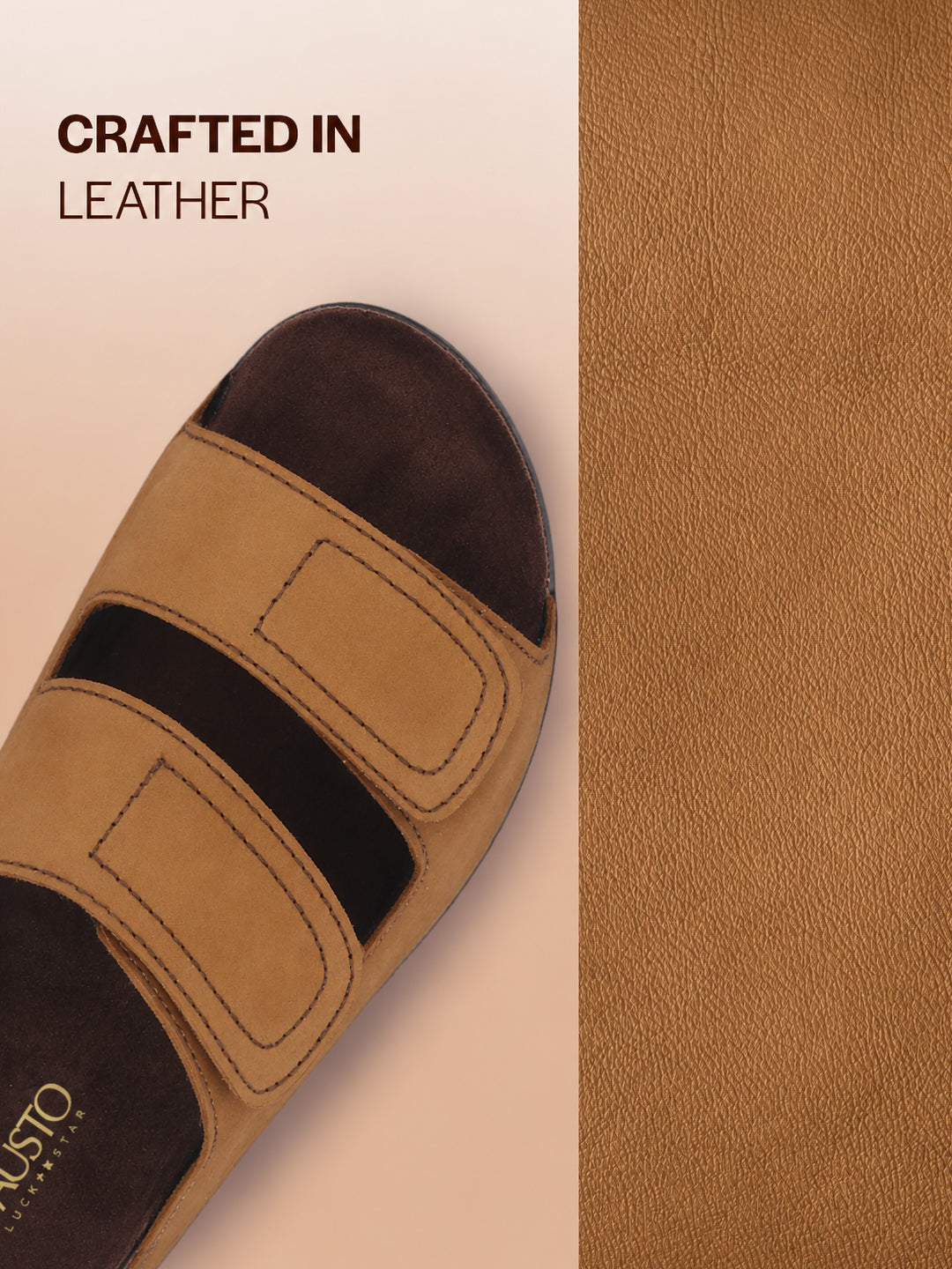 Men Camel Suede Leather Broad Feet Adjustable Strap Arch Support Sandals with Heel Cup | All Day Long Comfort Outdoor Slippers| Perfect for Travel, Summer Casuals Comfort